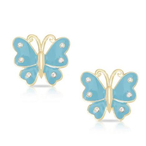 Butterfly Stud Earrings w/ Crystals