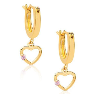 Open Heart Drop Earrings 18K Gold over Sterling Silver