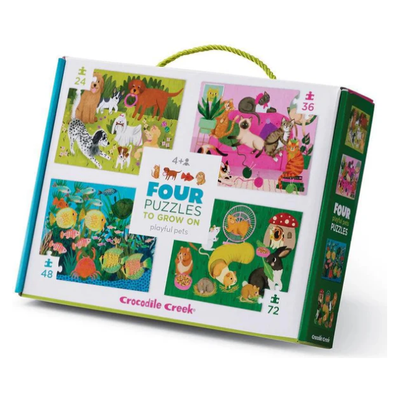 Four Puzzles Playful Pets