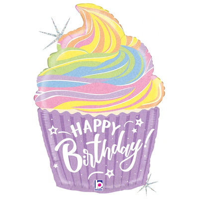Mylar Balloon Cupcake Happy Birthday
