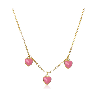 Hearts Dangle Necklace - Pink