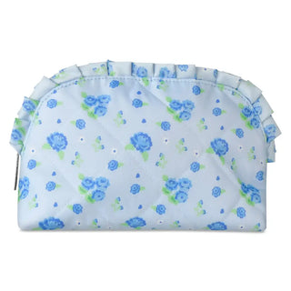Blue Floral Oval Cosmetic Bag