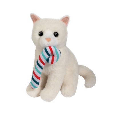 Holiday Mini Sitting Friends White Kitten With Candy Cane