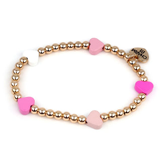 Charm It! Classic Pink Heart Stretch Bead Bracelet