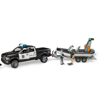 Ram 2500 Police Pickup Trailer with Boat and 2 Figure