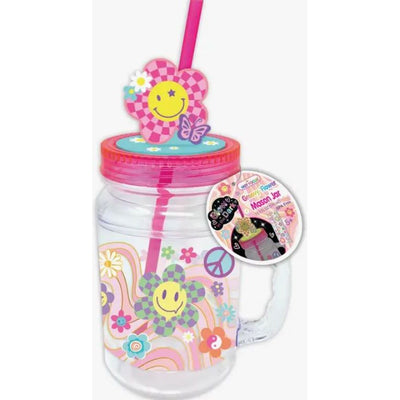 Mason Jar Cup Groovy Flower