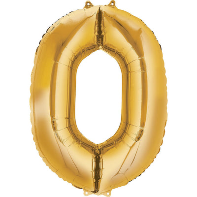 Number Mylar Balloon Bouquet Gold 0