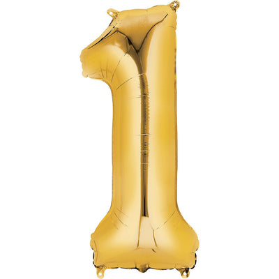 Number Mylar Balloon Bouquet Gold 1