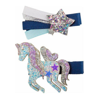 Boutique Navy Unicorn Star Hair Clip