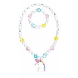 White Unicorn Necklace & Bracelet Set