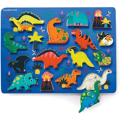 16 Piece Wooden Puzzle and Playset Dinosaur