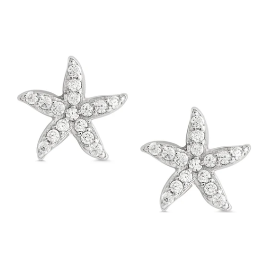 Starfish CZ Stud Earrings in Sterling Silver