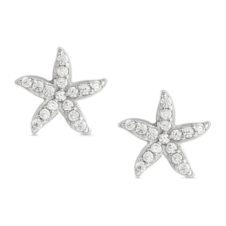 Starfish CZ Stud Earrings in Sterling Silver 