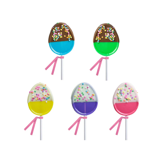 Chocolate Dipped Confetti Egg Lollipops