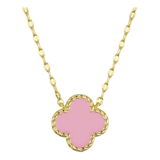 Four Leaf Clover Necklace - Pink