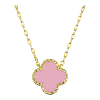 Four Leaf Clover Necklace - Pink 