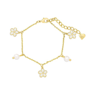 Flower & Freshwater Pearl Charm Bracelet 