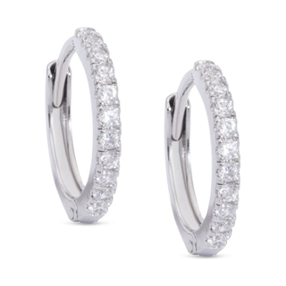 CZ Hinged Hoop Earrings - White