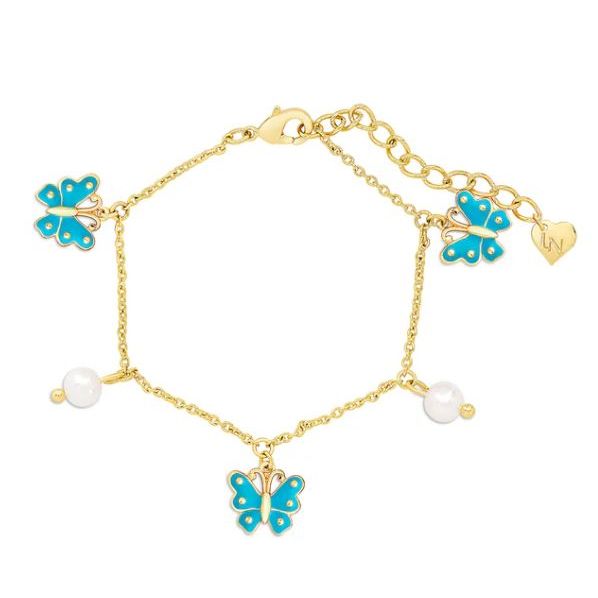 Butterfly & Freshwater Pearl Charm Bracelet