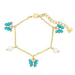 Butterfly & Freshwater Pearl Charm Bracelet 