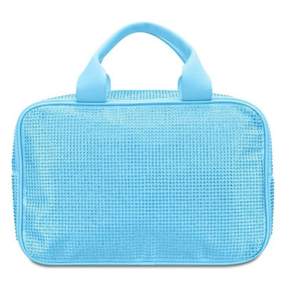 Rhinestone Cosmetic Bag - Large Blue