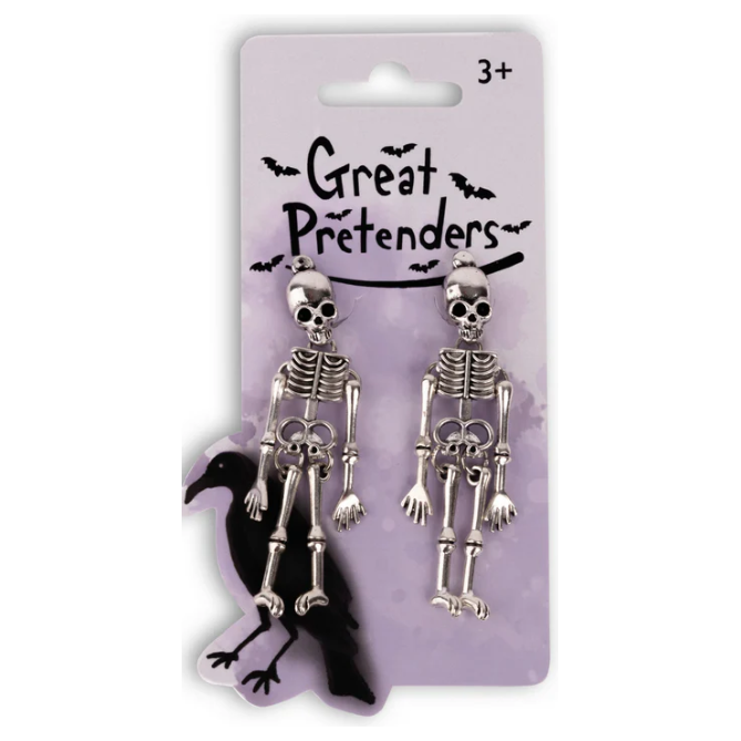 Spooky Scary Skeleton Clip Earrings