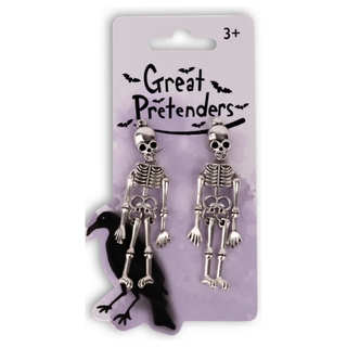 Spooky Scary Skeleton Clip Earrings