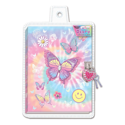 Diary with Lock & Key Tie Dye Butterfly