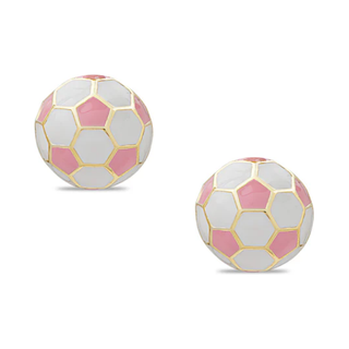 3D Soccer Ball Stud Earrings - Pink 