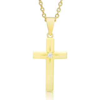 Cross Necklace with CZ - Gold