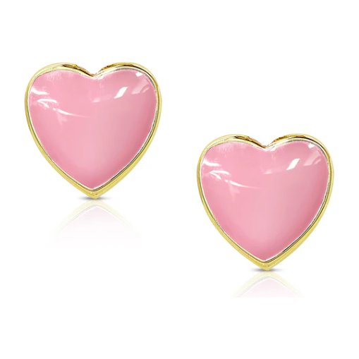 Heart Stud Earrings - Pink