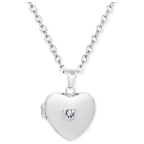 Heart Locket with CZ - Silver