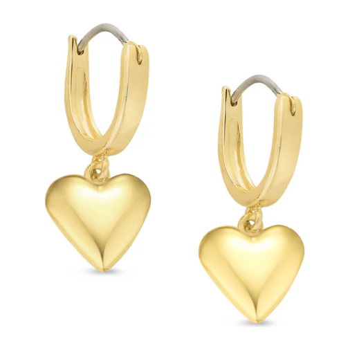 Gold Heart Dangle Earrings