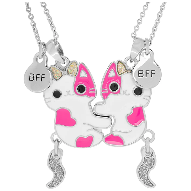 BFF Magnetic Cat Necklace Set - Pink