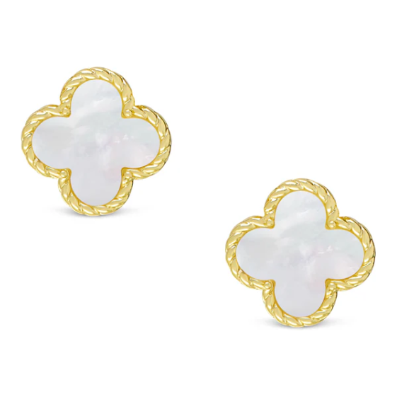 Mother of Peal Clover Stud Earrings