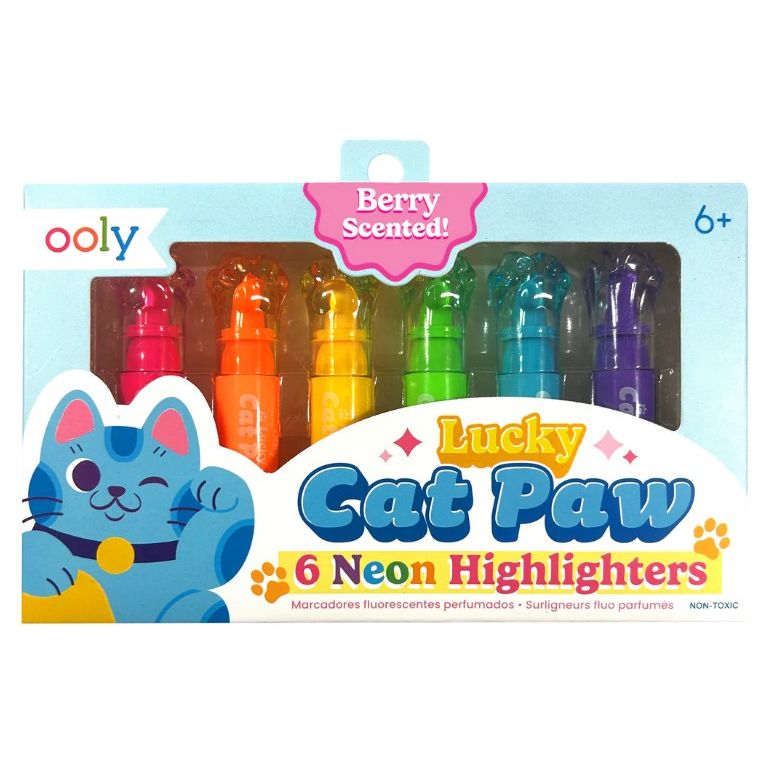 Lucky Cat Paw Scented Neon Highlighters