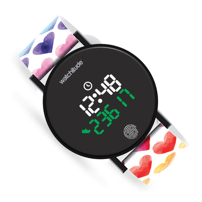 Steps Counter Watch Watercolor Hearts
