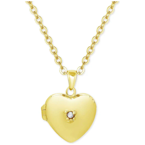 Heart Locket with CZ - Gold