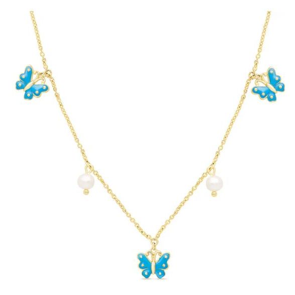 Butterfly & Freshwater Pearl Charm Necklace