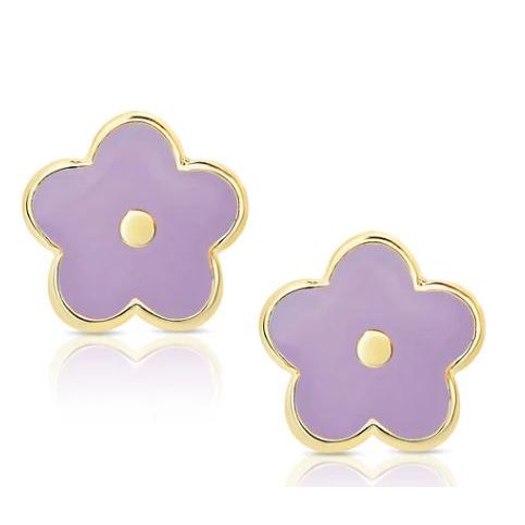 Flower Stud Earrings - Purple