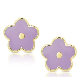Flower Stud Earrings - Purple 
