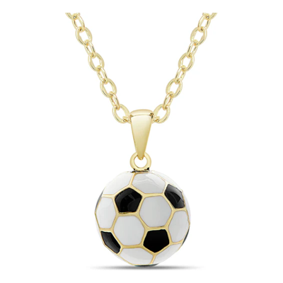 Soccer Ball Bendant Necklace Black