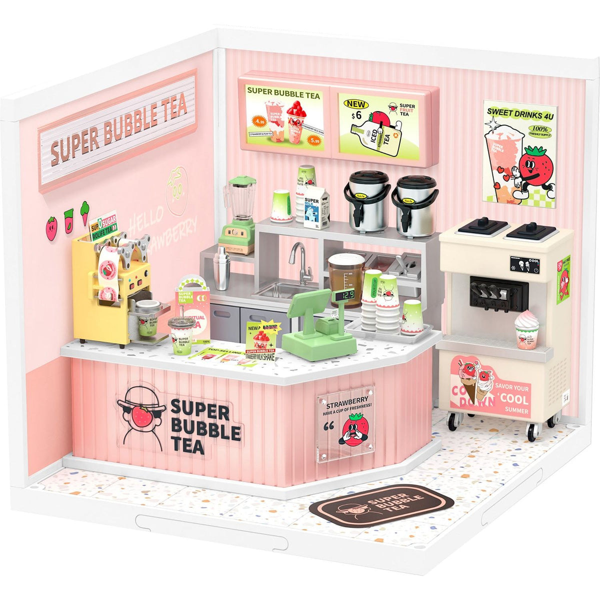 Super Creator Double Joy Bubble Tea DIY Miniature House Kit