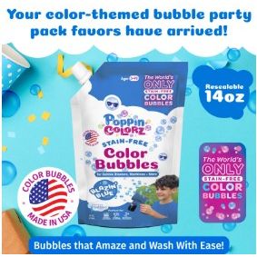 PoppinColorz Bubbles Refill - 14oz Blue