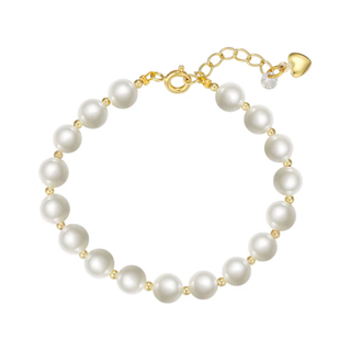 Imitation Pearl & Gold Ball Bracelet