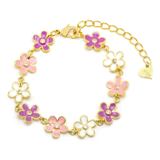 Flower CZ Link Bracelet