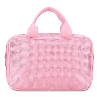 Rhinestone Cosmetic Bag - Large Pink