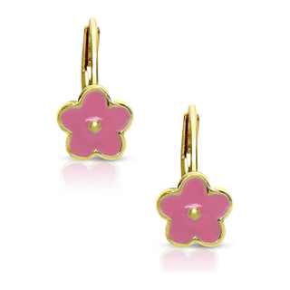 Flower Leverback Earrings - Pink