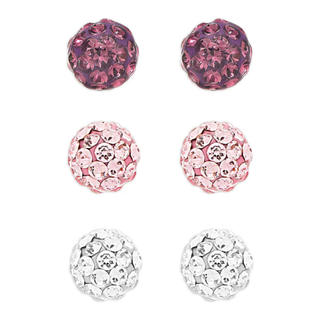 Crystal Fireball Stud Set in Sterling Silver