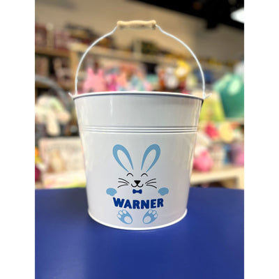 Personalized Easter Pail Personalized - Medium / Boy Bunny Blue